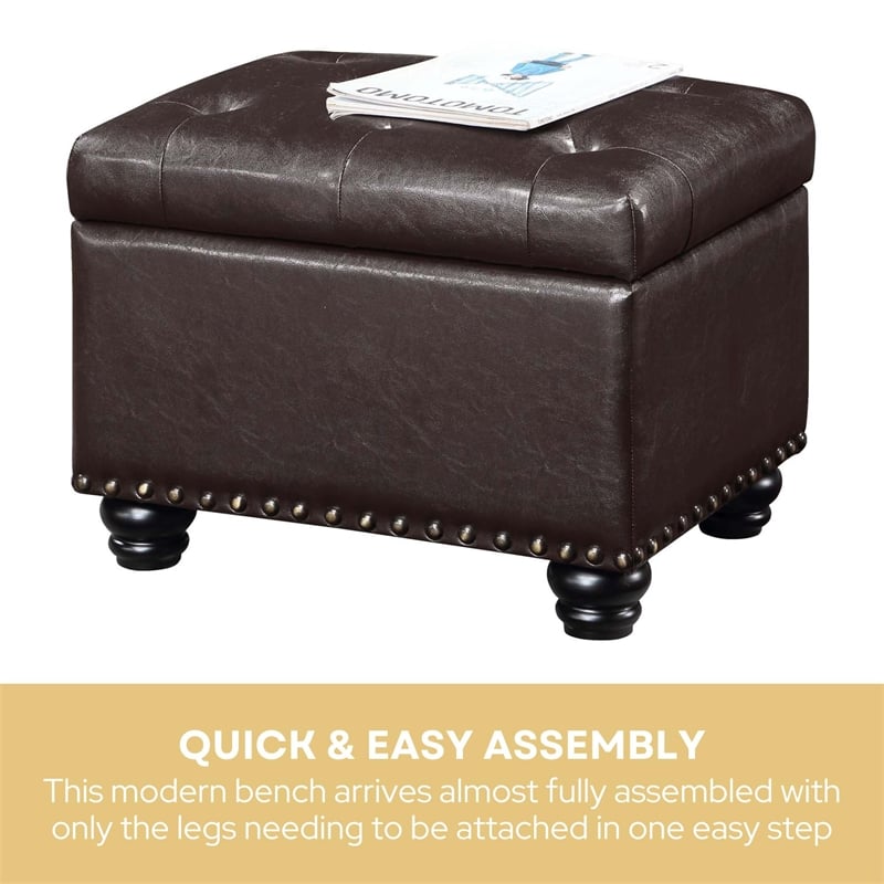 Designs4Comfort 5th Avenue Storage Ottoman in Espresso Faux Leather