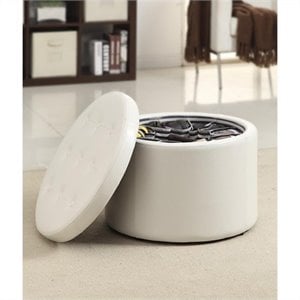 Round Shoe Ottoman - Ivory