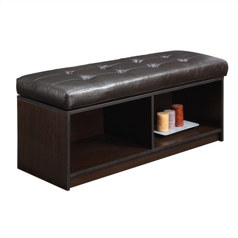 Designs4comfort Broadmoor Storage, Espresso Leather Ottoman