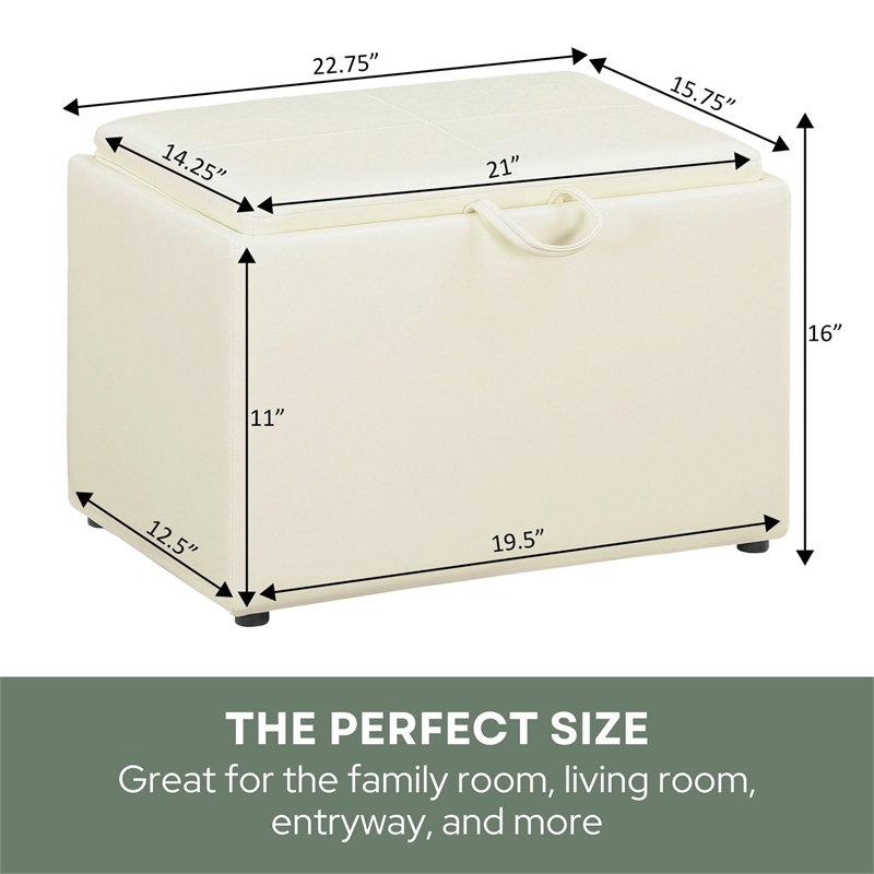 Convenience Concepts Designs4Comfort Accent Storage Ottoman White Faux Leather