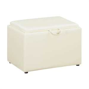 Convenience Concepts Designs4Comfort Accent Storage Ottoman White Faux Leather