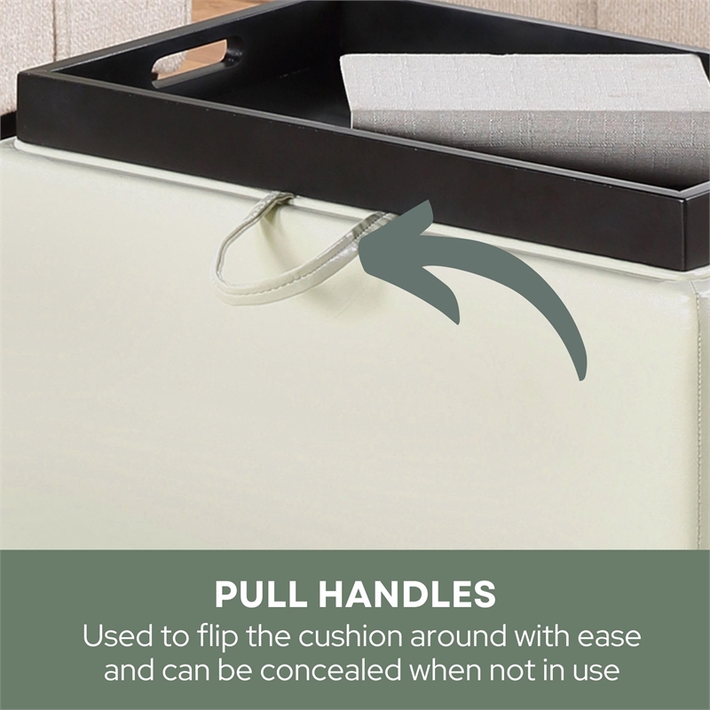 Convenience Concepts Designs4Comfort Accent Storage Ottoman White Faux Leather