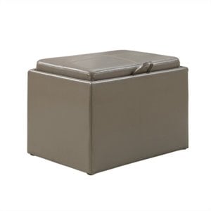 convenience concepts designs4comfort accent storage ottoman in gray faux leather
