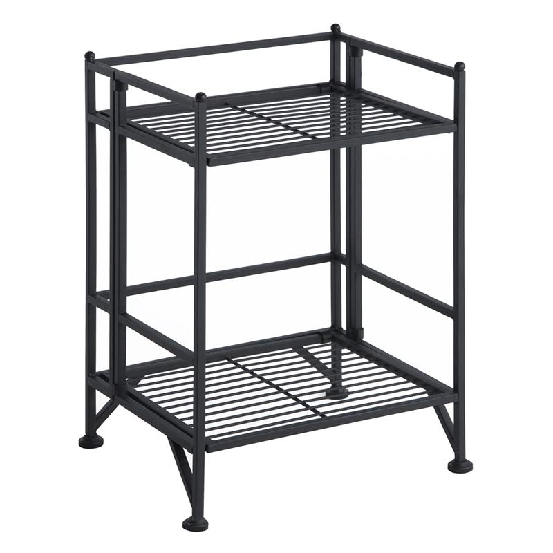 Convenience Concepts Designs2Go 2 Tier Folding Metal Shelf in Black Metal Finish
