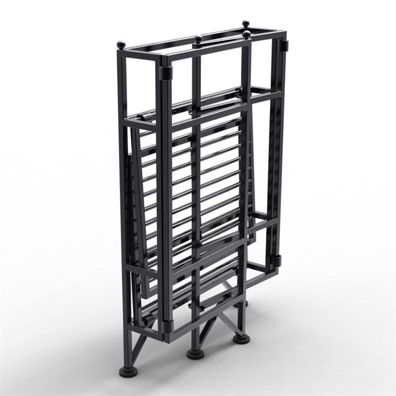 Convenience Concepts Designs2Go 2 Tier Folding Metal Shelf in Black Metal Finish