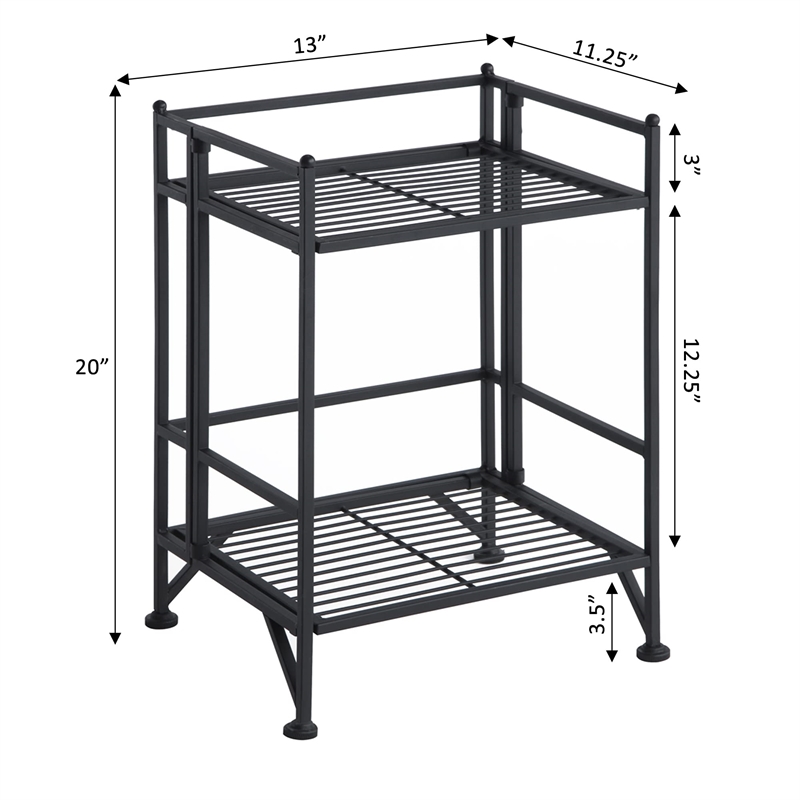 Convenience Concepts Designs2Go 2 Tier Folding Metal Shelf in Black Metal Finish