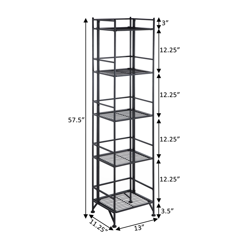 Convenience Concepts Designs2Go 5-Tier Folding Metal Shelf in Black Metal Finish
