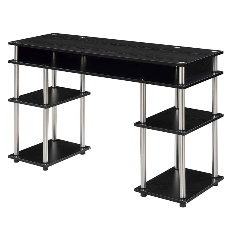 Convenience Concepts Designs2Go No Tools Student Desk in Black Wood Finish