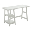 Convenience Concepts Designs2Go Trestle Desk with Shelves in White Wood Finish