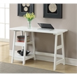 Convenience Concepts Designs2Go Trestle Desk with Shelves in White Wood Finish