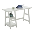 Convenience Concepts Designs2Go Trestle Desk with Shelves in White Wood Finish