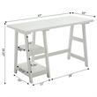 Convenience Concepts Designs2Go Trestle Desk with Shelves in White Wood Finish