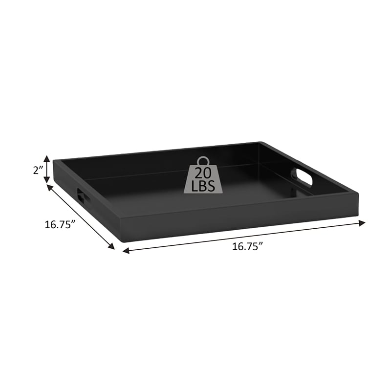 Convenience Concepts Palm Beach Tray in Black Wood Finish with Handles