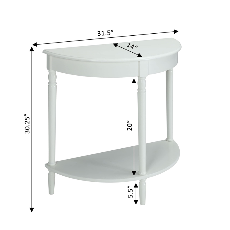 Convenience Concepts French Country Entryway Table in White Wood Finish