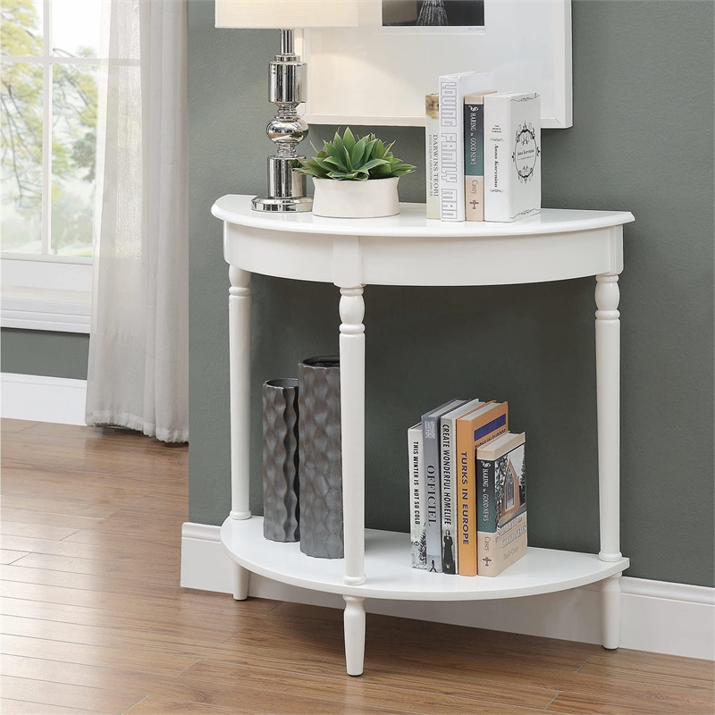 Convenience Concepts French Country Entryway Table in White Wood Finish