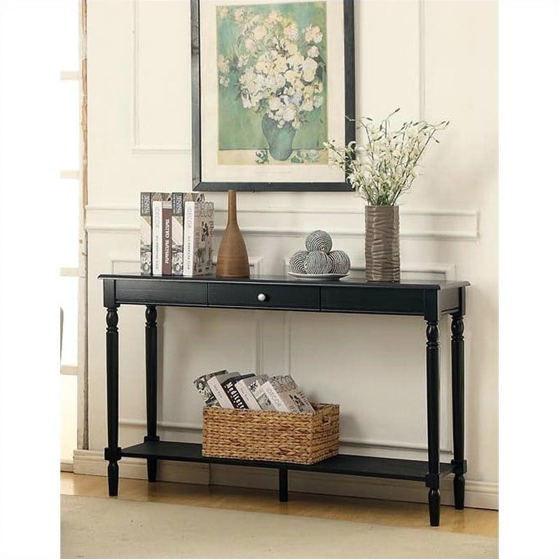 Console Table with Drawer and Shelf Black 6042187BL