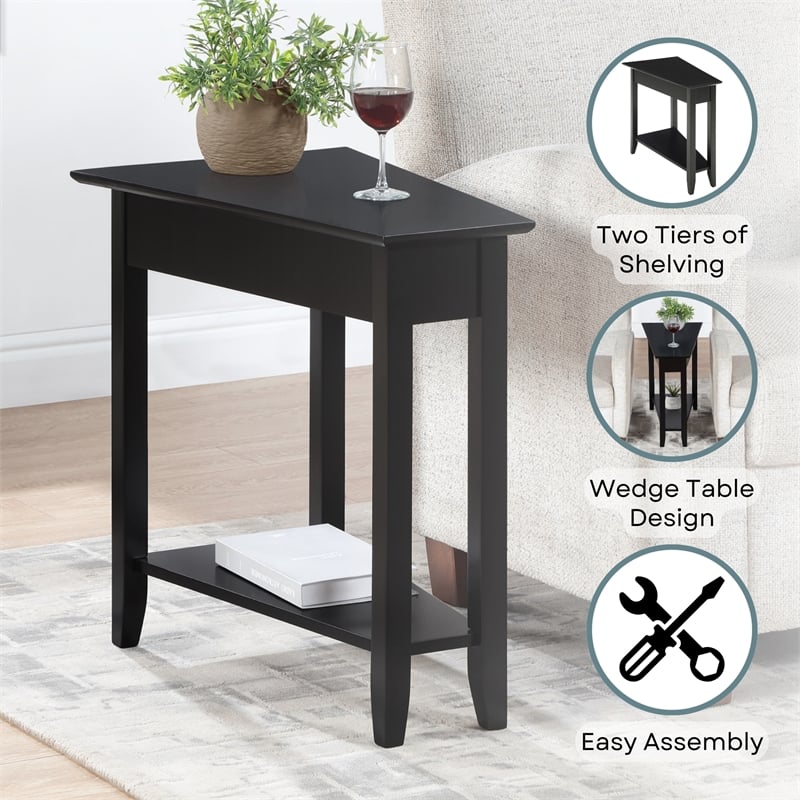 Convenience Concepts End Table Coffee Accent Table Rectangle in Wood - Black