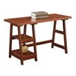 Convenience Concepts Designs2Go Trestle Desk in Cherry Wood Finish with Shelves