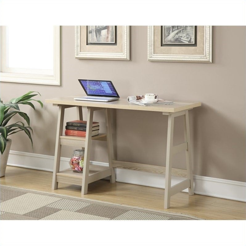 Convenience Concepts Designs2go Trestle Desk Weathered White