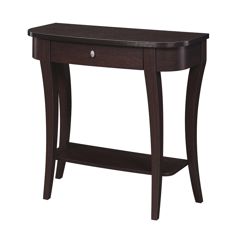 Convenience Concepts Newport Console Table in  Mahogany Espresso Wood Finish