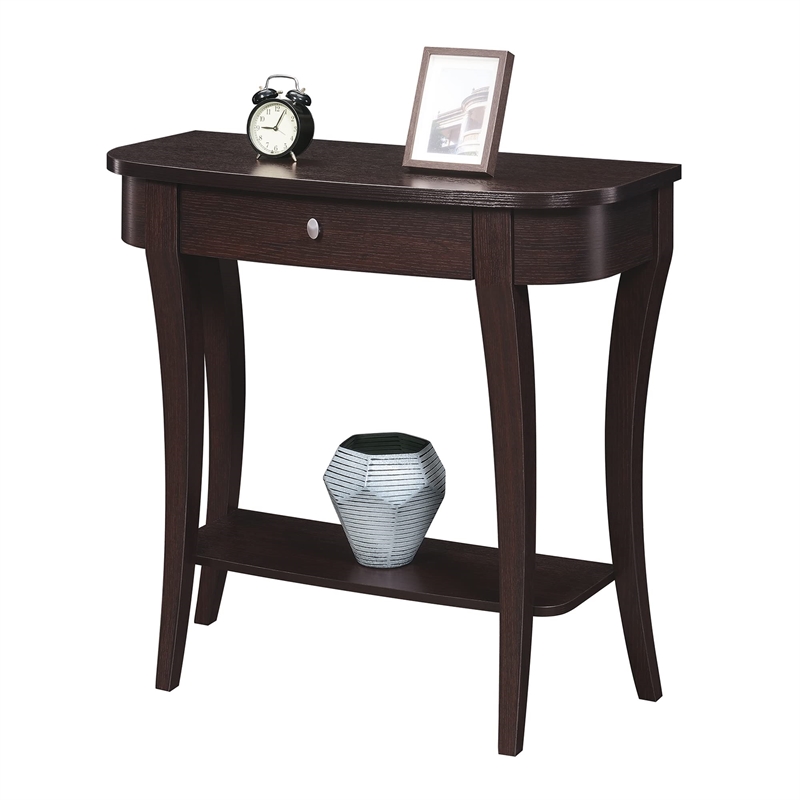 Convenience Concepts Newport Console Table in  Mahogany Espresso Wood Finish