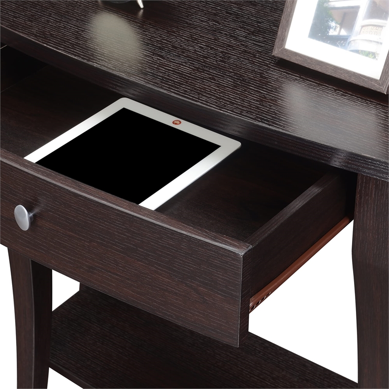 Convenience Concepts Newport Console Table in  Mahogany Espresso Wood Finish