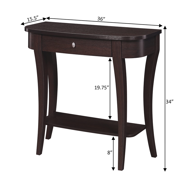 Convenience Concepts Newport Console Table in  Mahogany Espresso Wood Finish