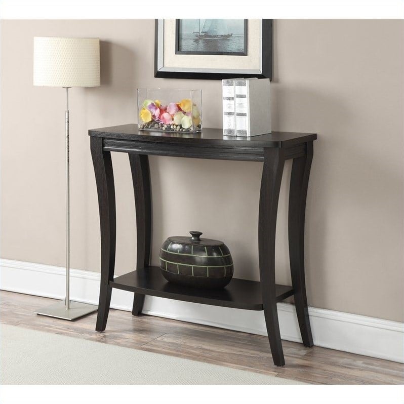 Convenience Concepts Newport Console Table with Shelf in Espresso Wood
