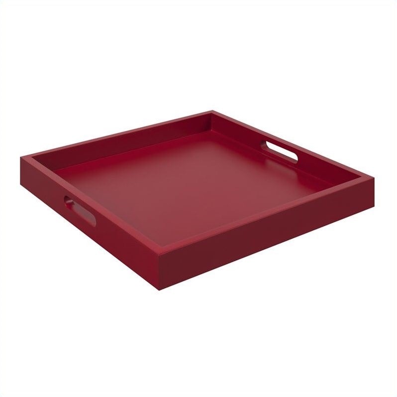 Convenience Concepts Palm Beach Tray in Red Wood Finish with Handles
