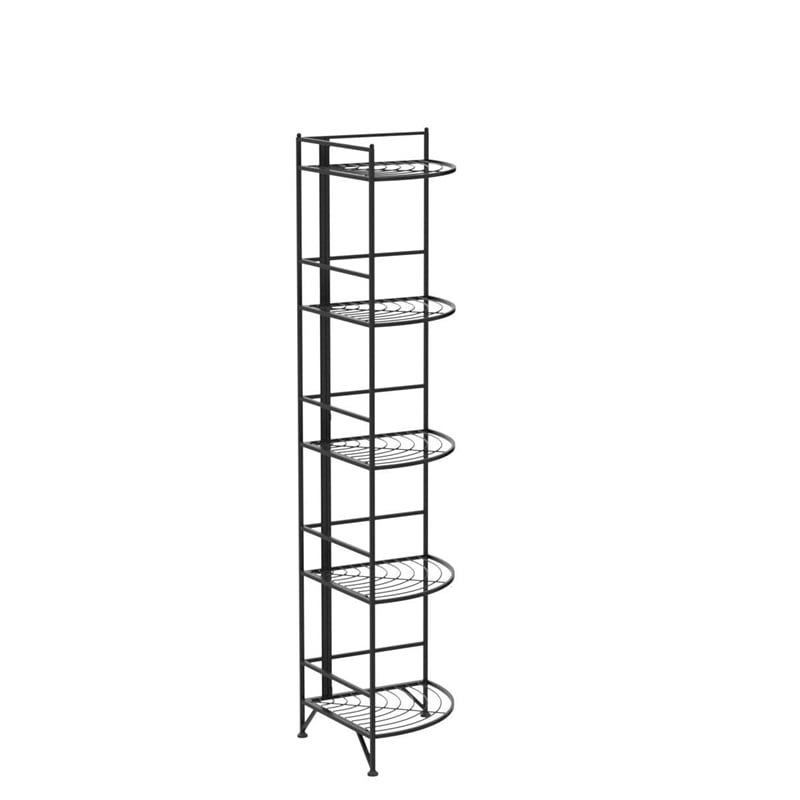 Convenience Concepts Designs2Go 5-Tier Folding Metal Corner Shelf in Black Metal