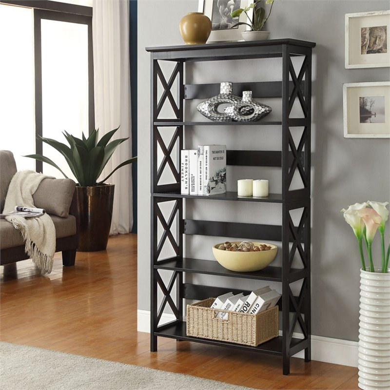 Modern Black Wood Bookcase for Living room