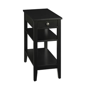 American Heritage Three-Tier End Table with Drawer in Black Wood Finish