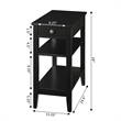 American Heritage Three-Tier End Table with Drawer in Black Wood Finish