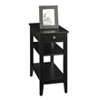 American Heritage Three-Tier End Table with Drawer in Black Wood Finish