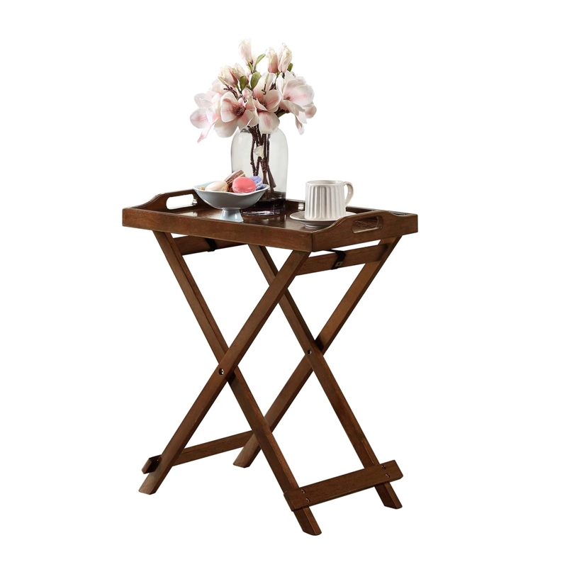 Convenience Concepts Oslo triangular End Table in White Wood Finish