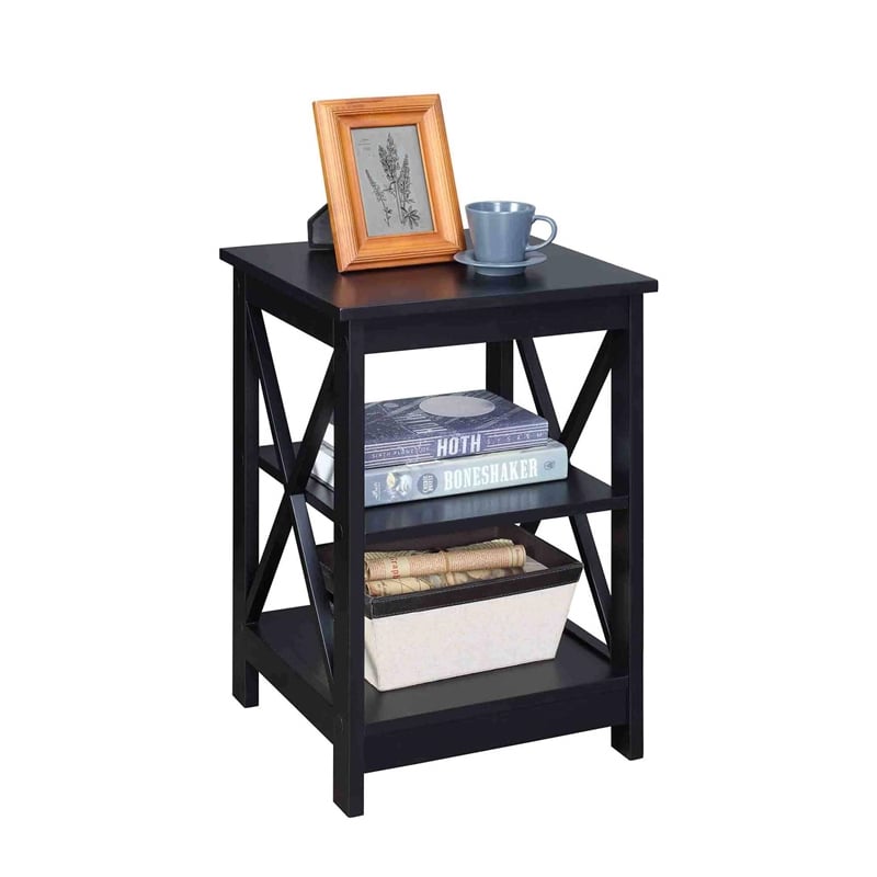 Convenience Concepts Oxford Square End Table in Black Wood Finish