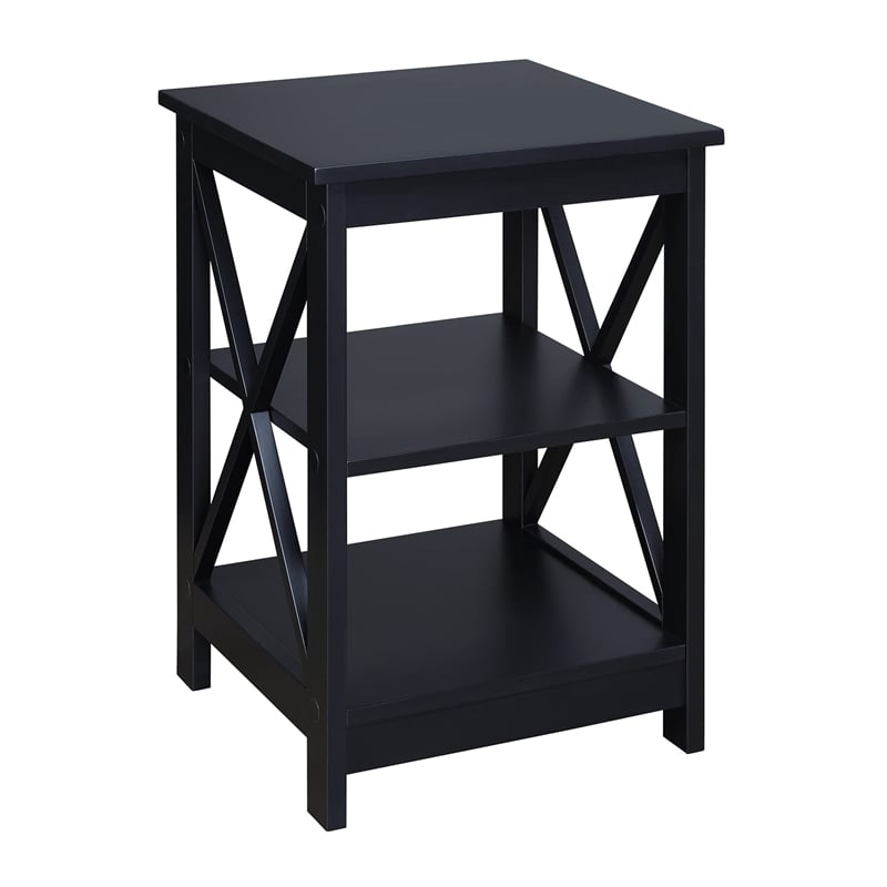 Convenience Concepts Oxford Square End Table in Black Wood Finish