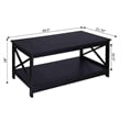 Convenience Concepts Oxford Coffee Table with Shelf in Black Wood Finish