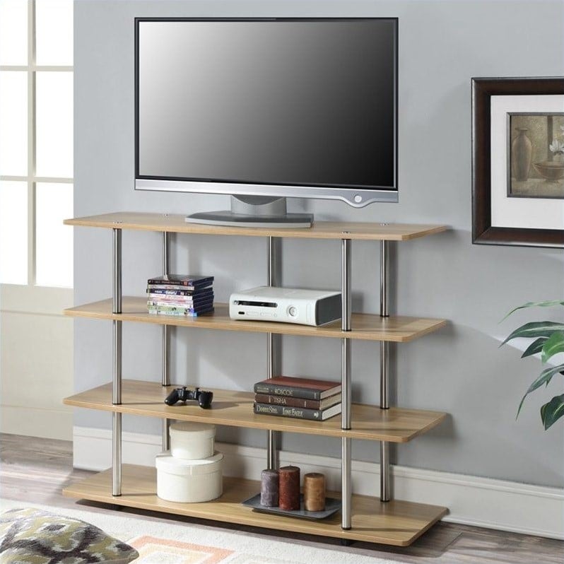 Convenience Concepts Designs2Go 47" 4 Tier XL Highboy TV Stand in Light Oak   131372LO