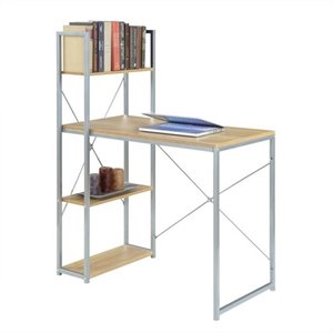 designs2go office work station with shelves in off white light oak