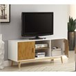 Convenience Concepts Oslo TV Stand in White and Bamboo Wood Finish