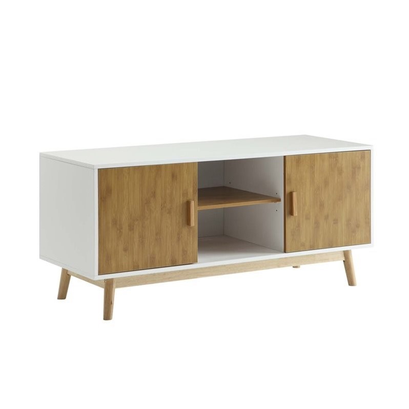 Convenience Concepts Oslo Sundance 3 Tier Shelf in White Wood and Bamboo  Finish