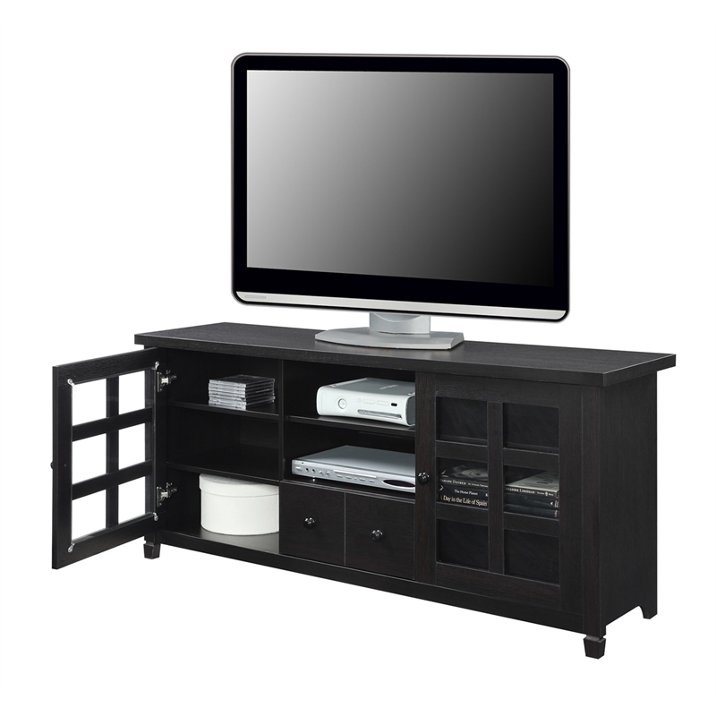 Convenience Concepts Newport Park Lane TV Stand in Espresso Wood Finish