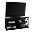 Convenience Concepts Oxford TV Stand in Black Wood Finish with Shelves
