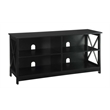 Convenience Concepts Oxford TV Stand in Black Wood Finish with Shelves