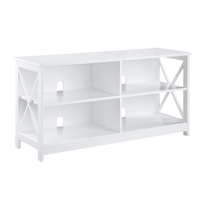 Convenience Concepts Oxford TV Stand in White Wood Finish with Shelves