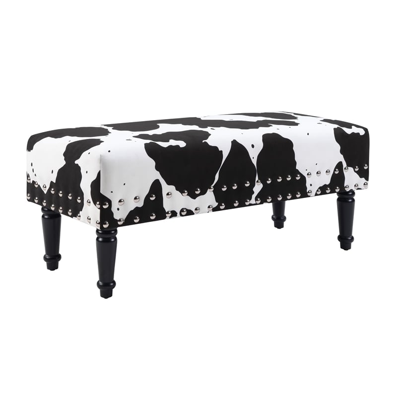 Designs4Comfort Faux Leather Multi-Color Cowhide Bench with Nailheads