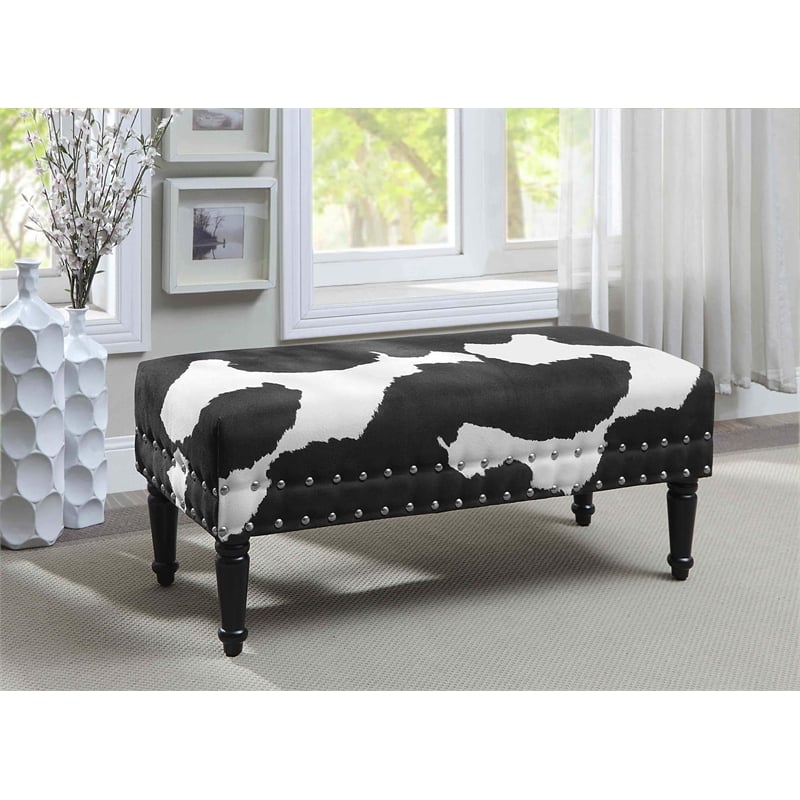 Designs4Comfort Faux Leather Multi-Color Cowhide Bench with Nailheads