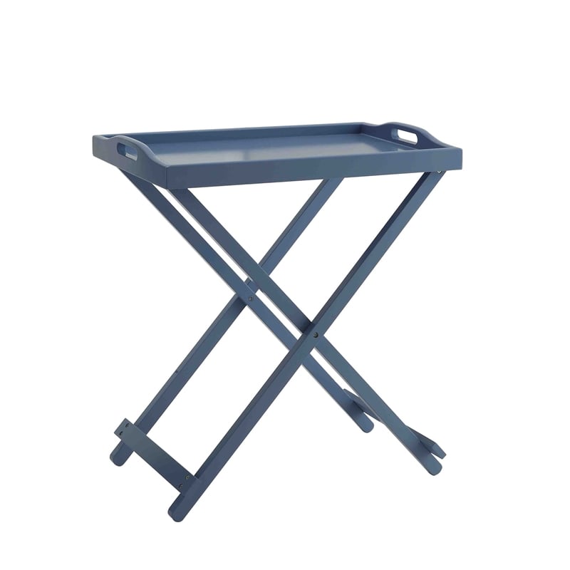 Convenience Concepts Designs2Go Folding Tray Table in Blue Wood Finish