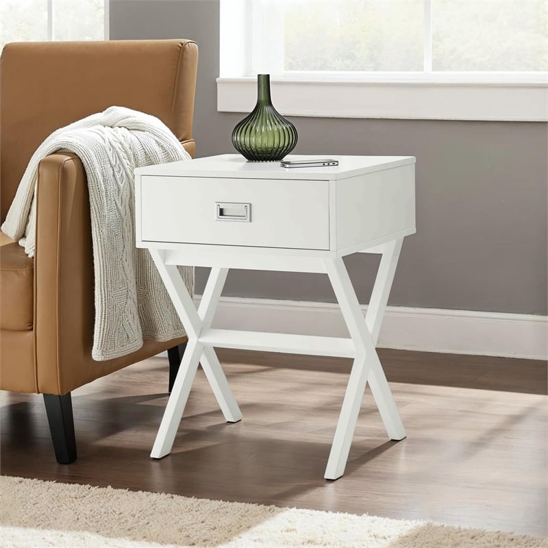 Convenience Concepts Designs2Go Landon End Table in White Wood Finish